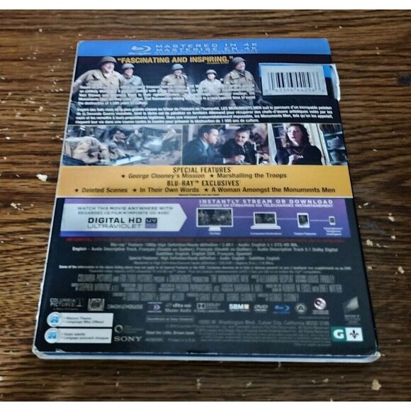 The Monuments Men (Blu-ray/DVD, 2014, 2-Disc Set) w/ slipcover George Clooney - Picture 2 of 5